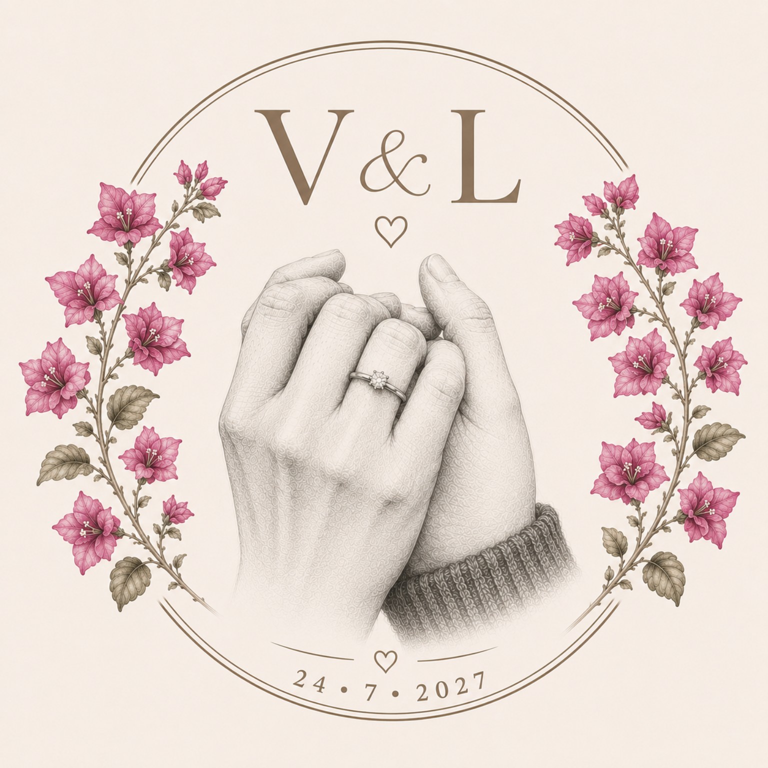 Logotipo V y L con las manos entrelazadas